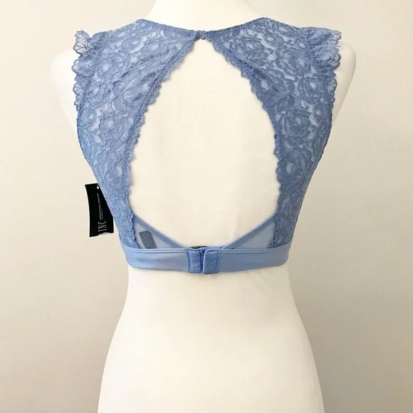 INC International Concepts Lace Trim Blue Bralette - Picture 3 of 9